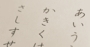 Japanese onomatopoeia words written in a notebook with a pencil