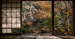 Japan Has Four Seasons. Have You Heard? A quiet Japanese garden where two seasons seem to overlap, symbolizing the blurred line between what feels uniquely Japanese and what is simply human.